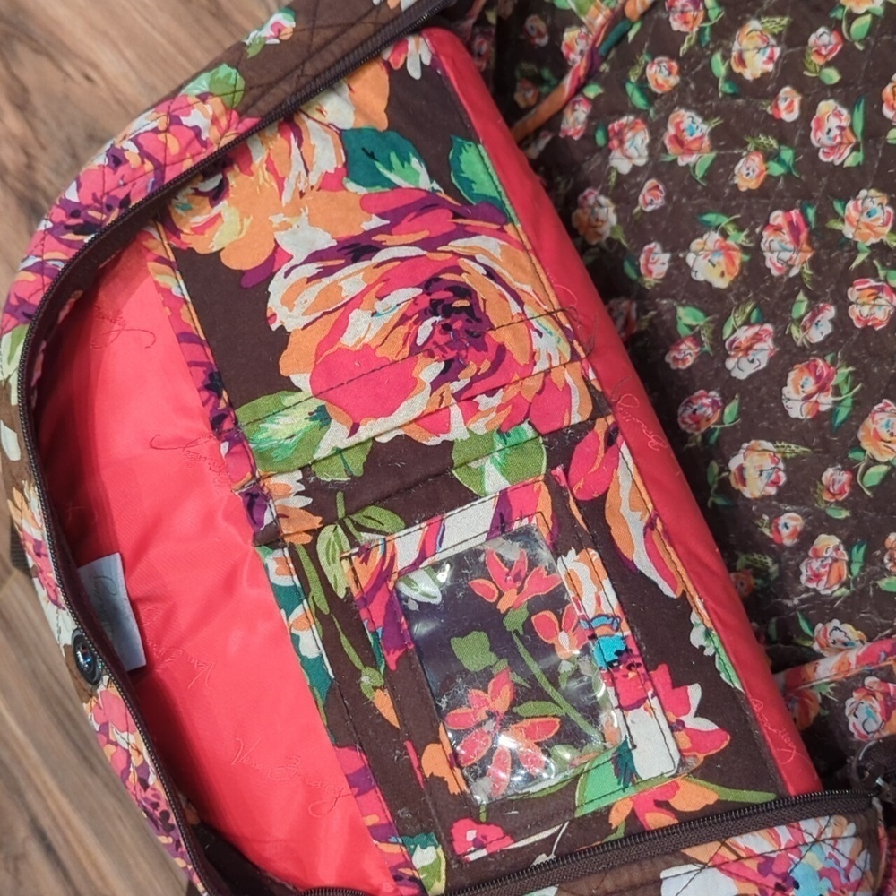 Vera Bradley Floral backpack. Pink and brown floral backpack. - Picture 10 of 11